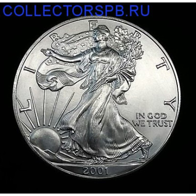 Монета 1 доллар 2001 г. Шагающая свобода. Серебро. 